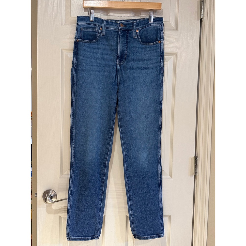 Madewell‎ High Rise Slim Straight Jeans Medium Wash Blue Denim Pants